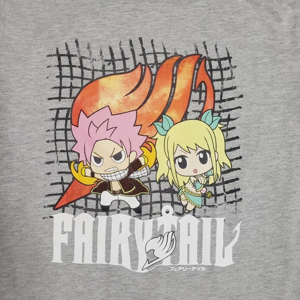 Fairy Tail Natsu Dragneel Lucy Heartfilia Chibi Anime Graphic T-Shirt Womens XL - Picture 2 of 5